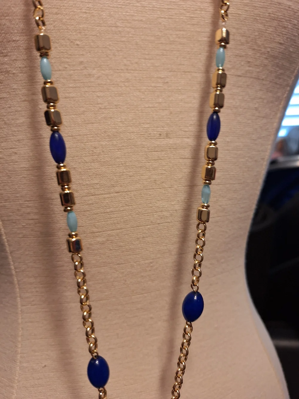 Cross Body Wristlet Phone Chain Strap With Clip Gold Blue New